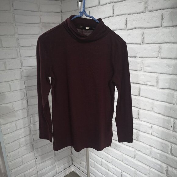 Anne Taylor Loft Ladies Size Small Burgundy Lightweight Turtleneck - Picture 1 of 9